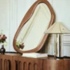 Miroir organique, Bois de Paulownia teinte noyer, H89,5 Nubia