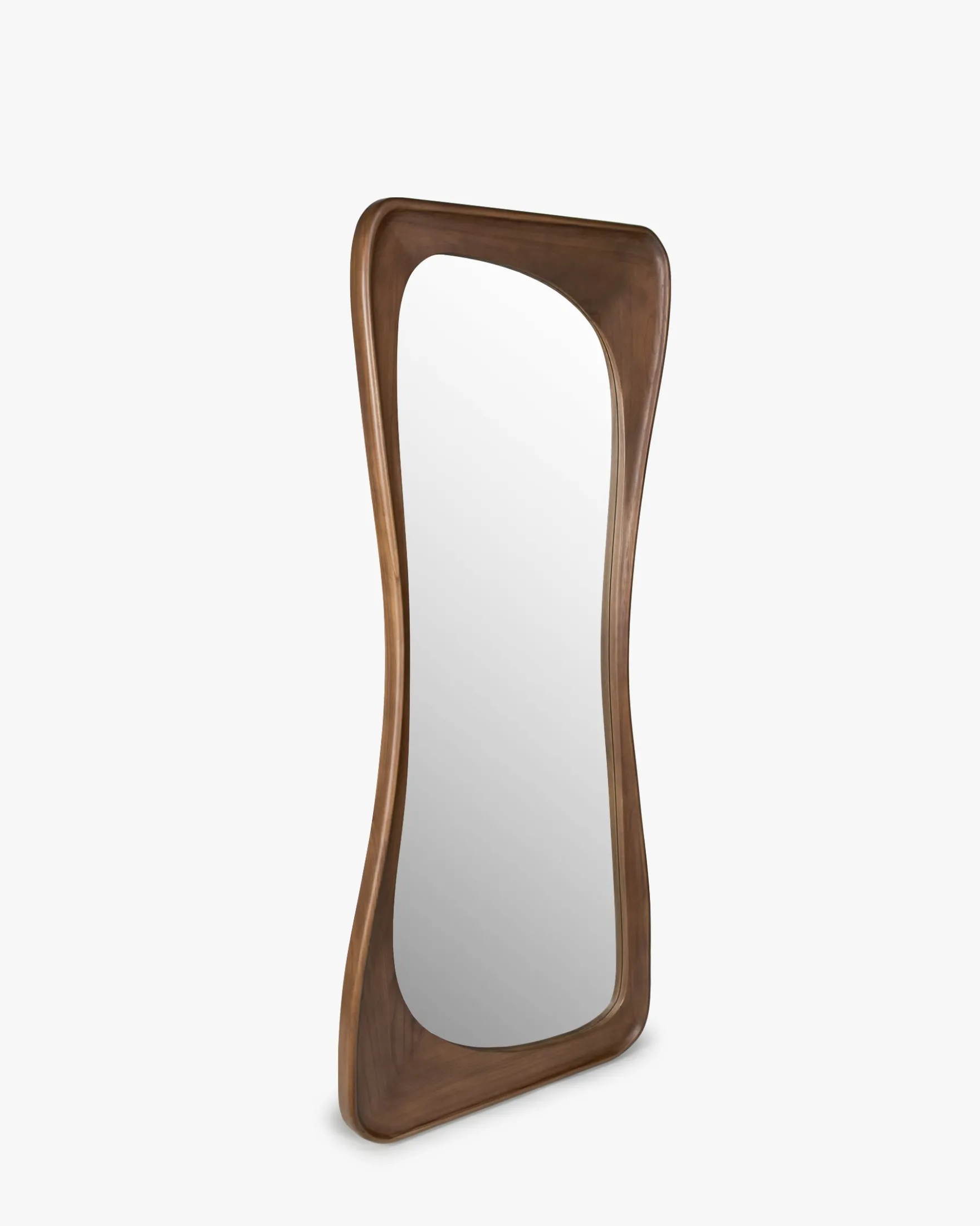 Miroir organique, Bois de Paulownia teinte noyer, H180 Kalahari