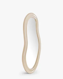 Miroir organique, Verre & bois beige, H92 Romy