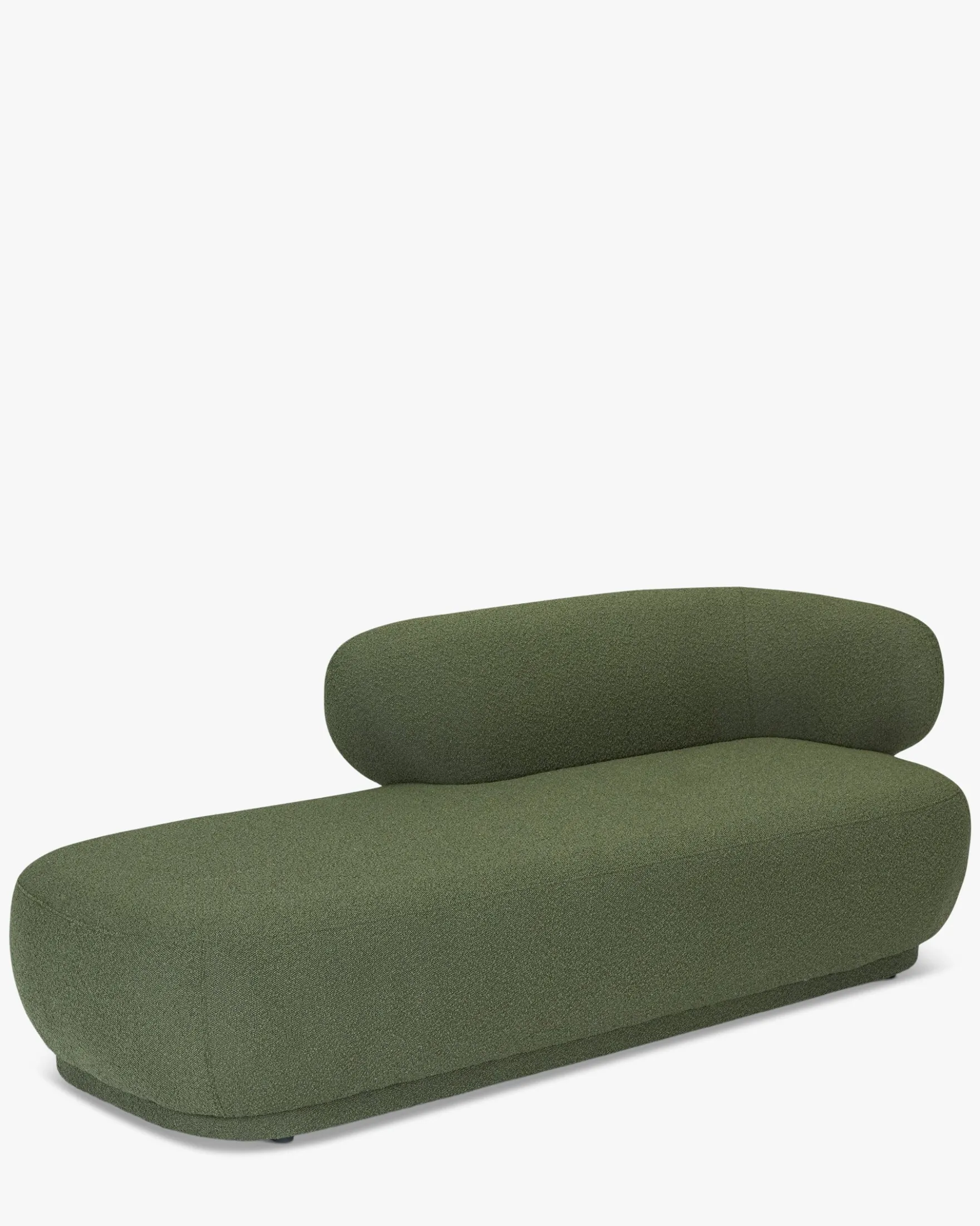 Méridienne accoudoir droite, Vert kaki bouclé, L200 Giulia