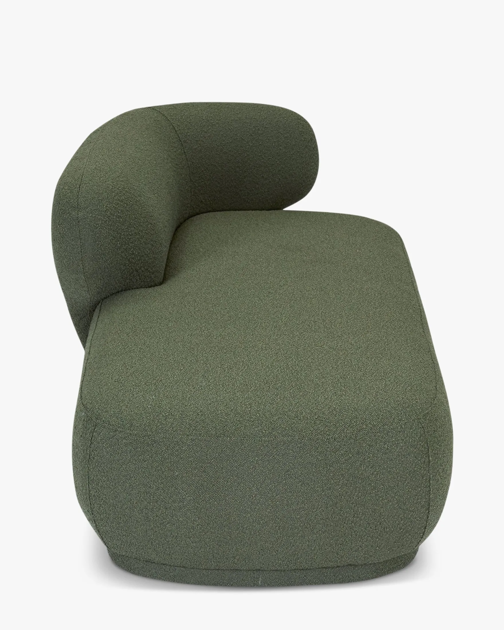 Méridienne accoudoir droite, Vert kaki bouclé, L200 Giulia
