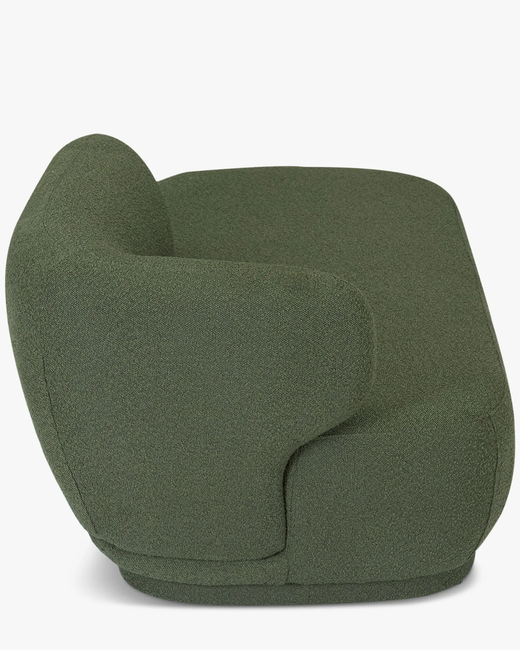 Méridienne accoudoir gauche, Vert kaki bouclé, L200 Giulia