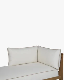 Méridienne droite ou bain de soleil modulable, Blanc crème & bois d'acacia, L161 Bayside