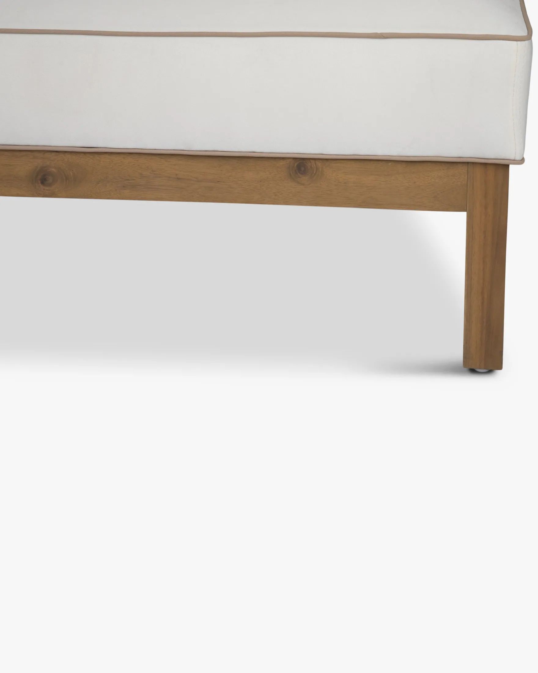 Méridienne droite ou bain de soleil modulable, Blanc crème & bois d'acacia, L161 Bayside