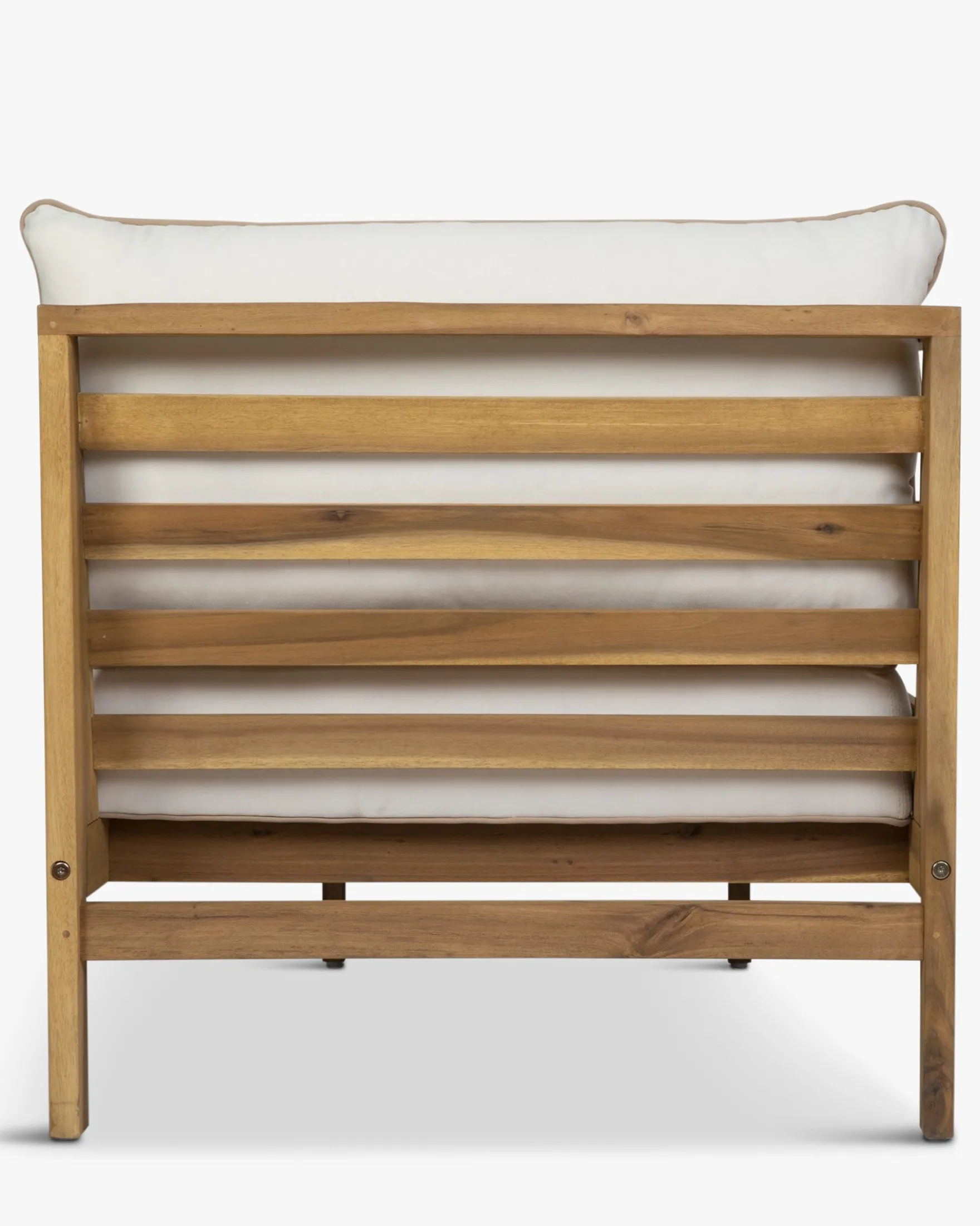 Méridienne droite ou bain de soleil modulable, Blanc crème & bois d'acacia, L161 Bayside