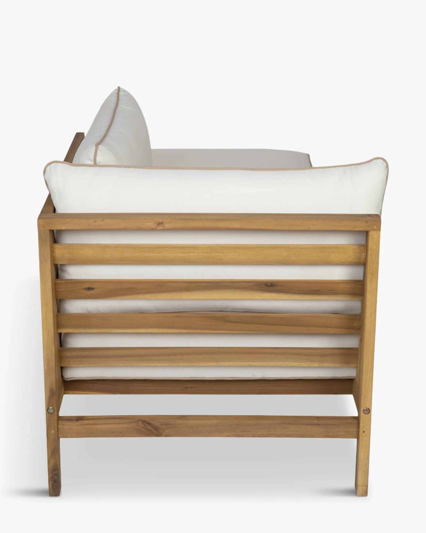Méridienne gauche ou bain de soleil modulable, Blanc crème & bois d'acacia, L161 Bayside