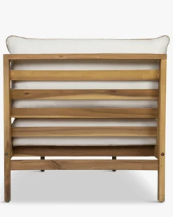 Méridienne gauche ou bain de soleil modulable, Blanc crème & bois d'acacia, L161 Bayside