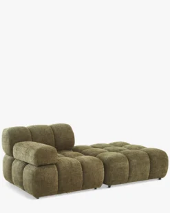 Méridienne modulable accoudoir interchangeable, Tweed vert lichen Waffle