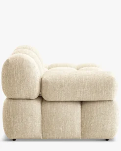 Méridienne modulable accoudoir interchangeable, Tweed beige Waffle