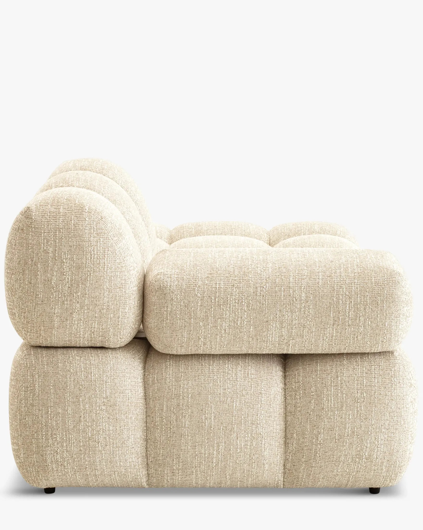 Méridienne modulable accoudoir interchangeable, Tweed beige Waffle