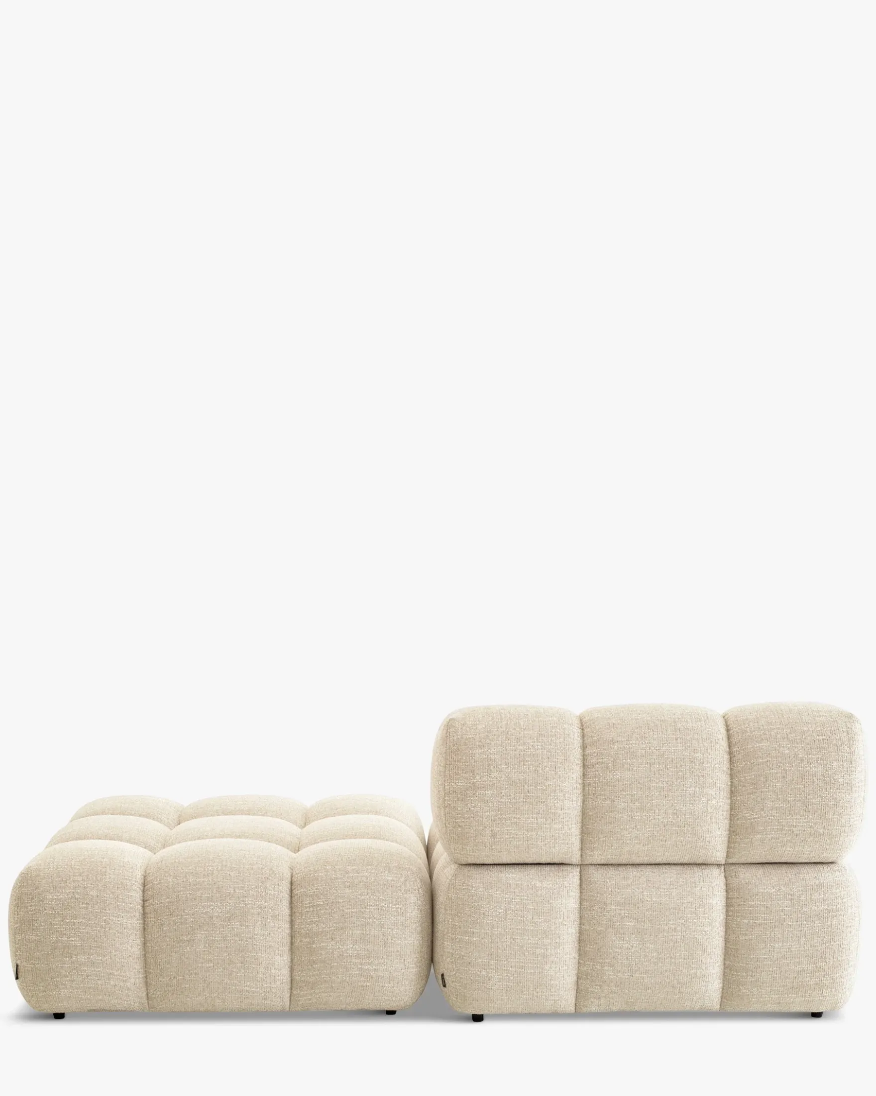 Méridienne modulable accoudoir interchangeable, Tweed beige Waffle