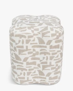 Pouf, Beige géométrique, H46 Ipsy