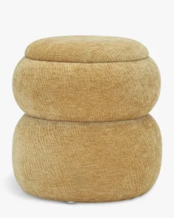 Pouf, Jaune ocre crêpé, H43 Sliema