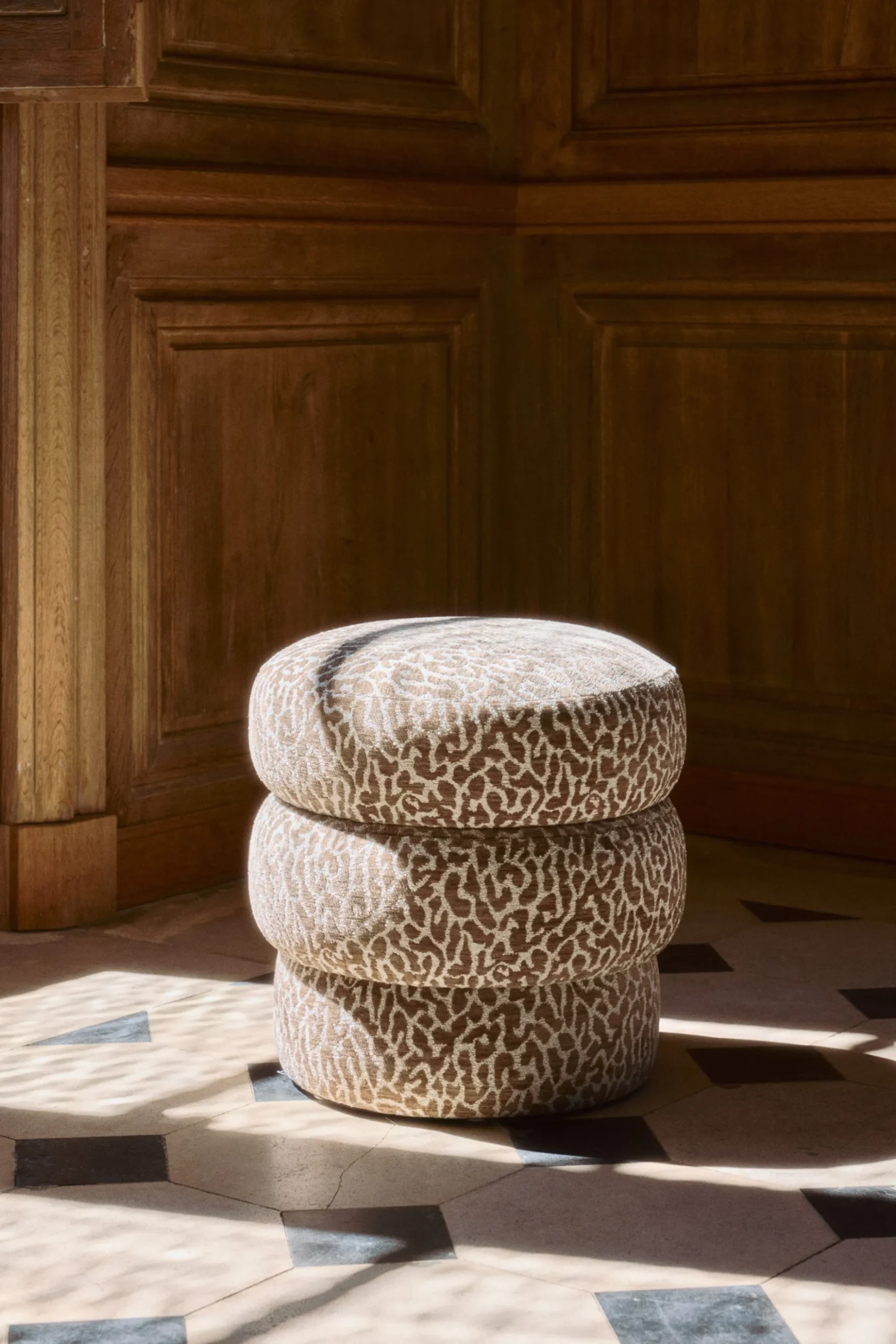 Pouf, Léopard marron, H43 Mdina