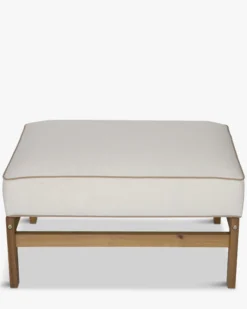 Pouf modulable de jardin, Blanc crème waterproof & bois d'acacia Bayside