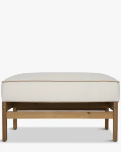 Pouf modulable de jardin, Blanc crème waterproof & bois d'acacia Bayside