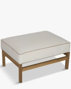 Pouf modulable de jardin, Blanc crème waterproof & bois d'acacia Bayside