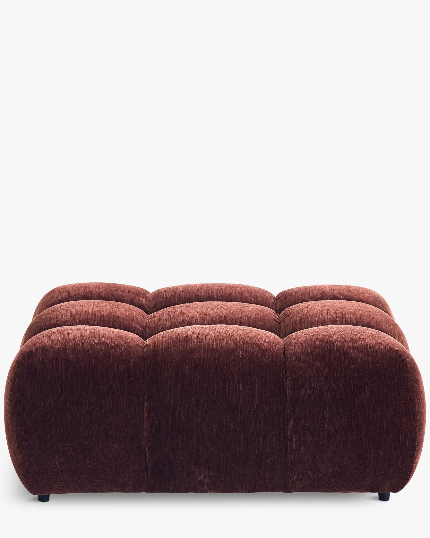Pouf modulable, Velours bordeaux ligné Waffle