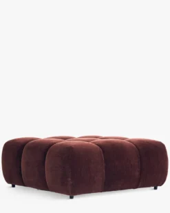 Pouf modulable, Velours bordeaux ligné Waffle