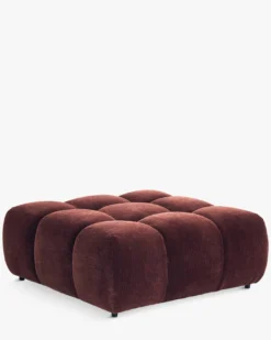 Pouf modulable, Velours bordeaux ligné Waffle