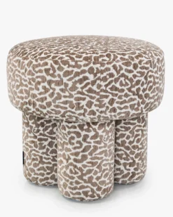 Pouf ou tabouret, Léopard marron, Ø44 Corinthe