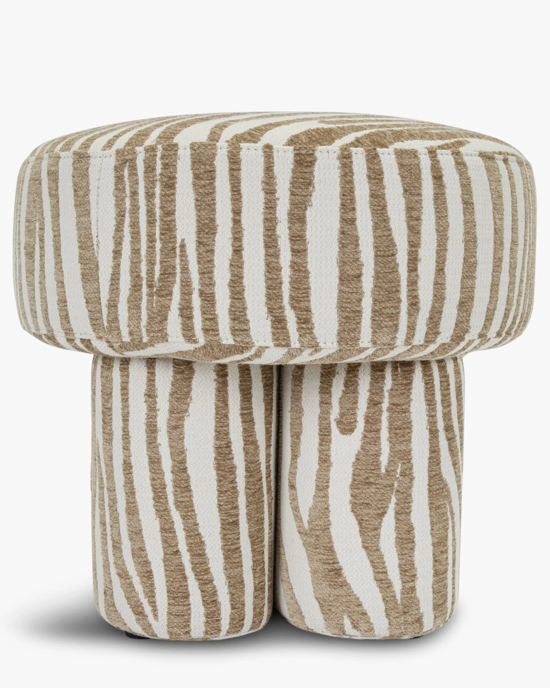 Pouf ou tabouret, Zèbre beige, Ø44 Corinthe