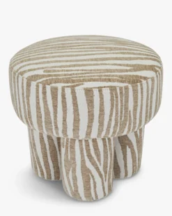 Pouf ou tabouret, Zèbre beige, Ø44 Corinthe