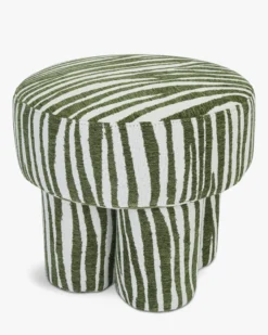 Pouf ou tabouret, Zèbre vert, Ø44 Corinthe