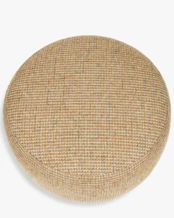Pouf, Tweed jaune miami & bois noyer, Ø60 Platon
