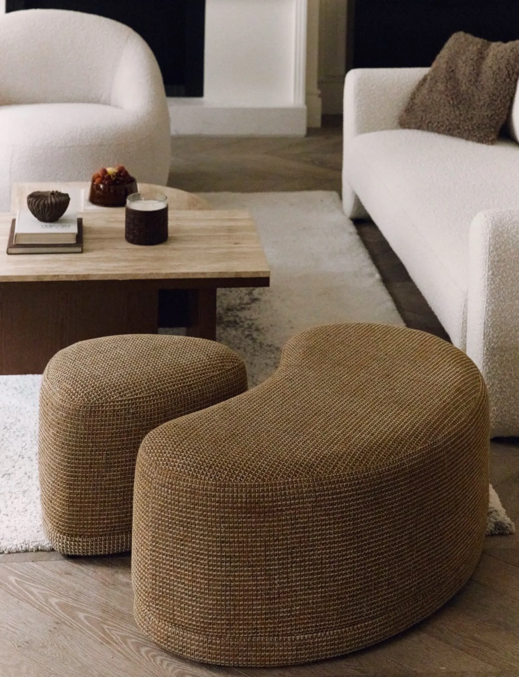 Pouf, Tweed jaune miami, H41 Enzo