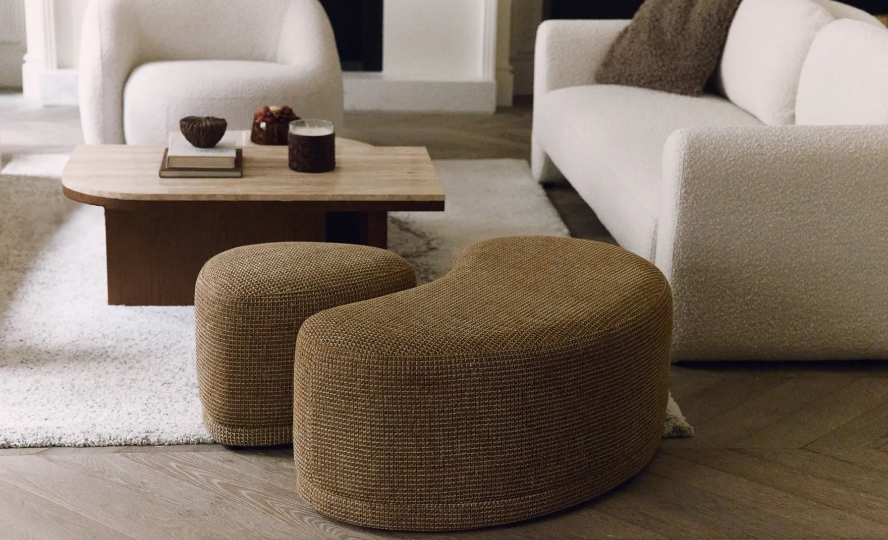 Pouf, Tweed jaune miami, H41 Enzo