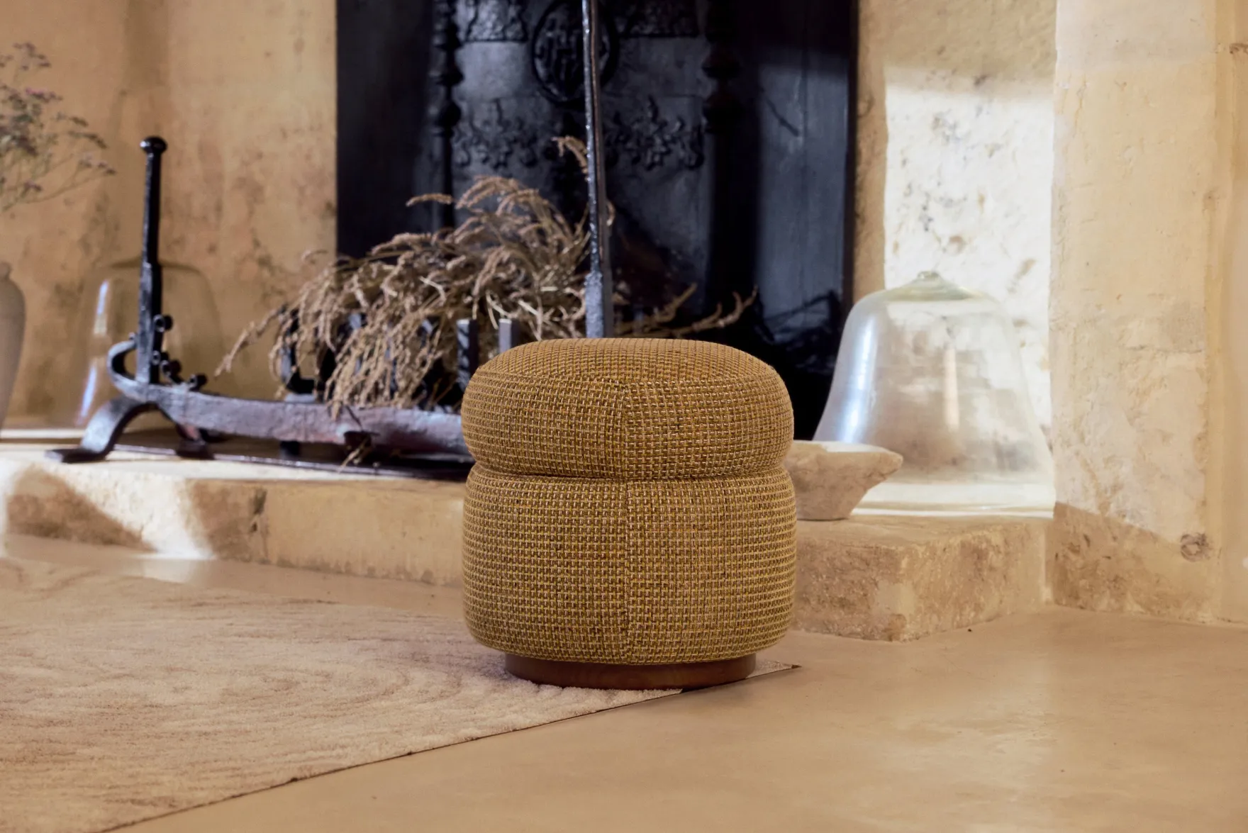 Pouf, Tweed jaune miami, H42 Mosso