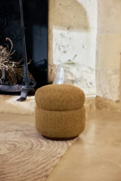 Pouf, Tweed jaune miami, H42 Mosso