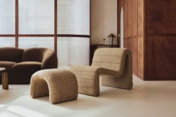 Pouf, Tweed marron chêne Flow