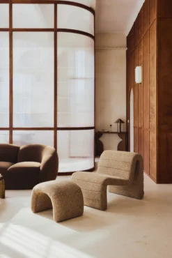 Pouf, Tweed marron chêne Flow