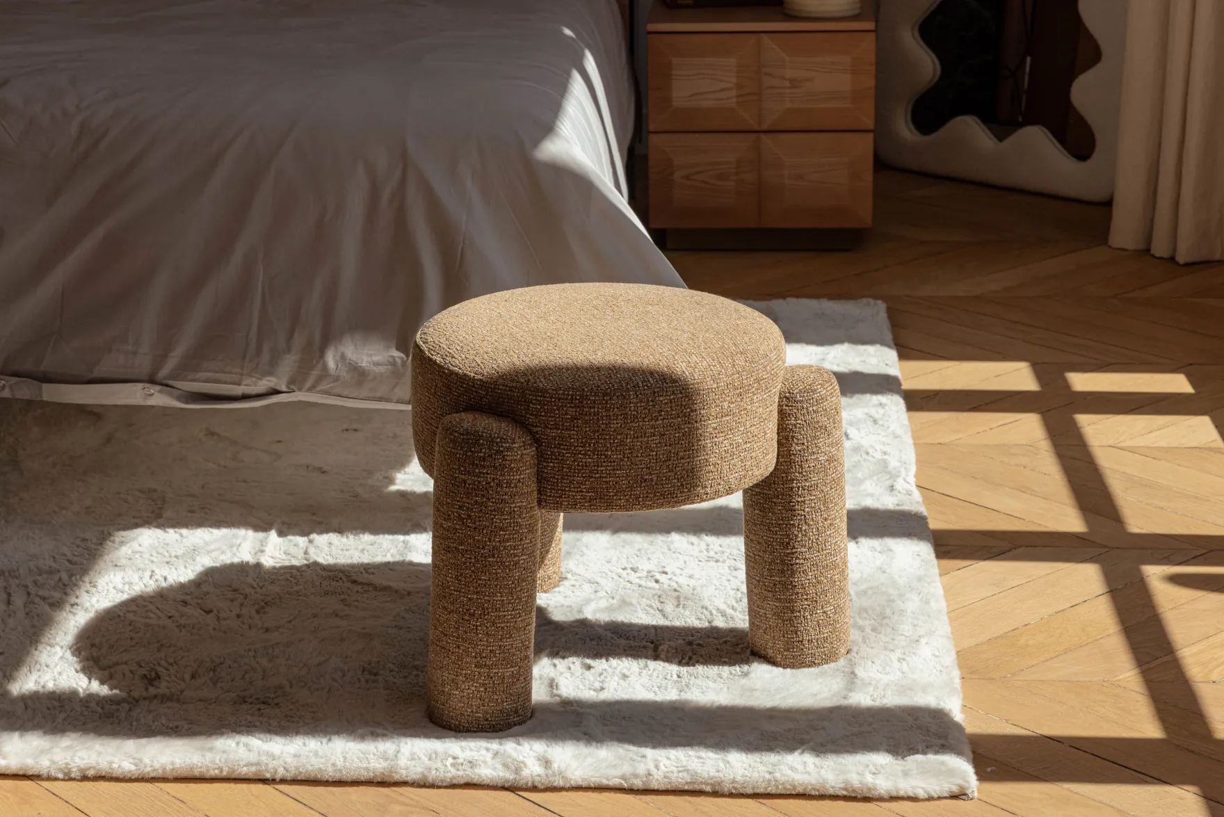 Pouf, Tweed marron chêne, H43 Luqa