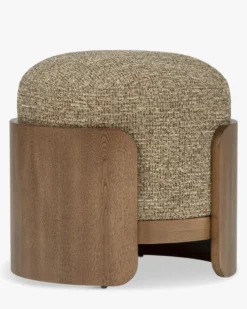 Pouf, Tweed marron écorce & Frêne teinte noyer, H45 Elipse