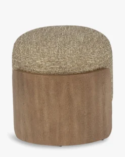 Pouf, Tweed marron écorce & Frêne teinte noyer, H45 Elipse