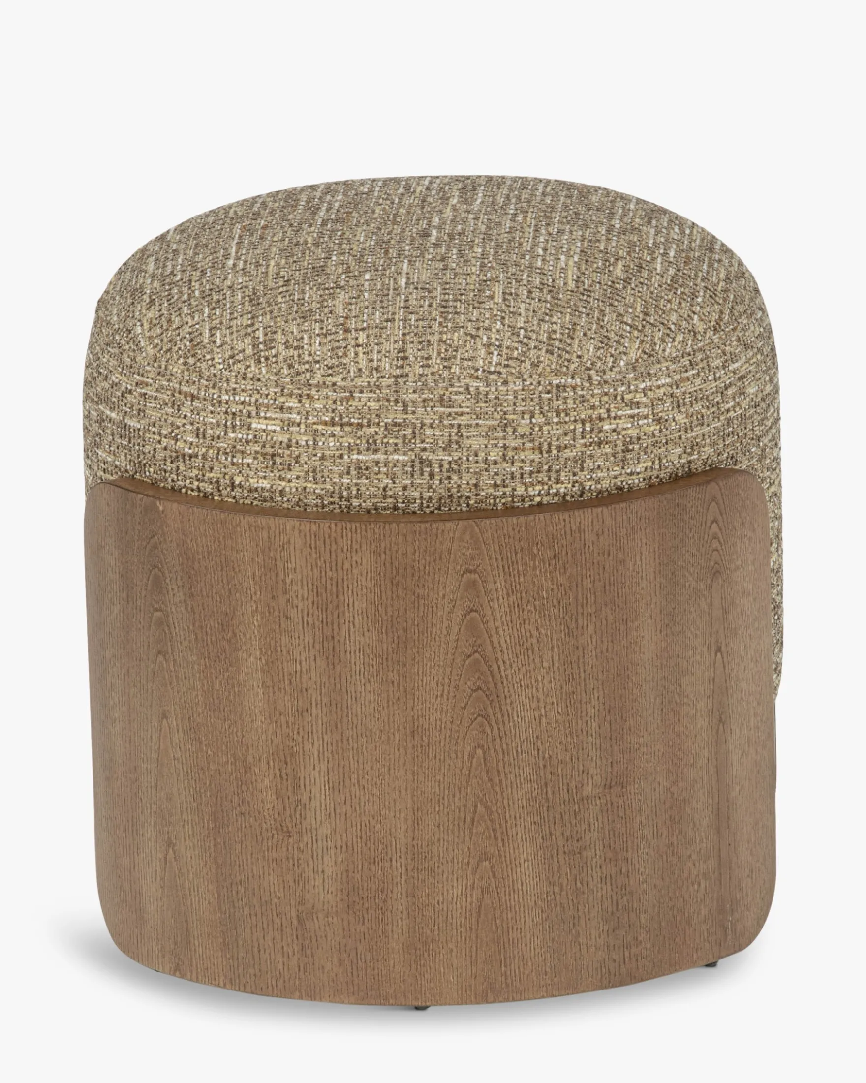 Pouf, Tweed marron écorce & Frêne teinte noyer, H45 Elipse