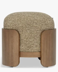 Pouf, Tweed marron écorce & Frêne teinte noyer, H45 Elipse