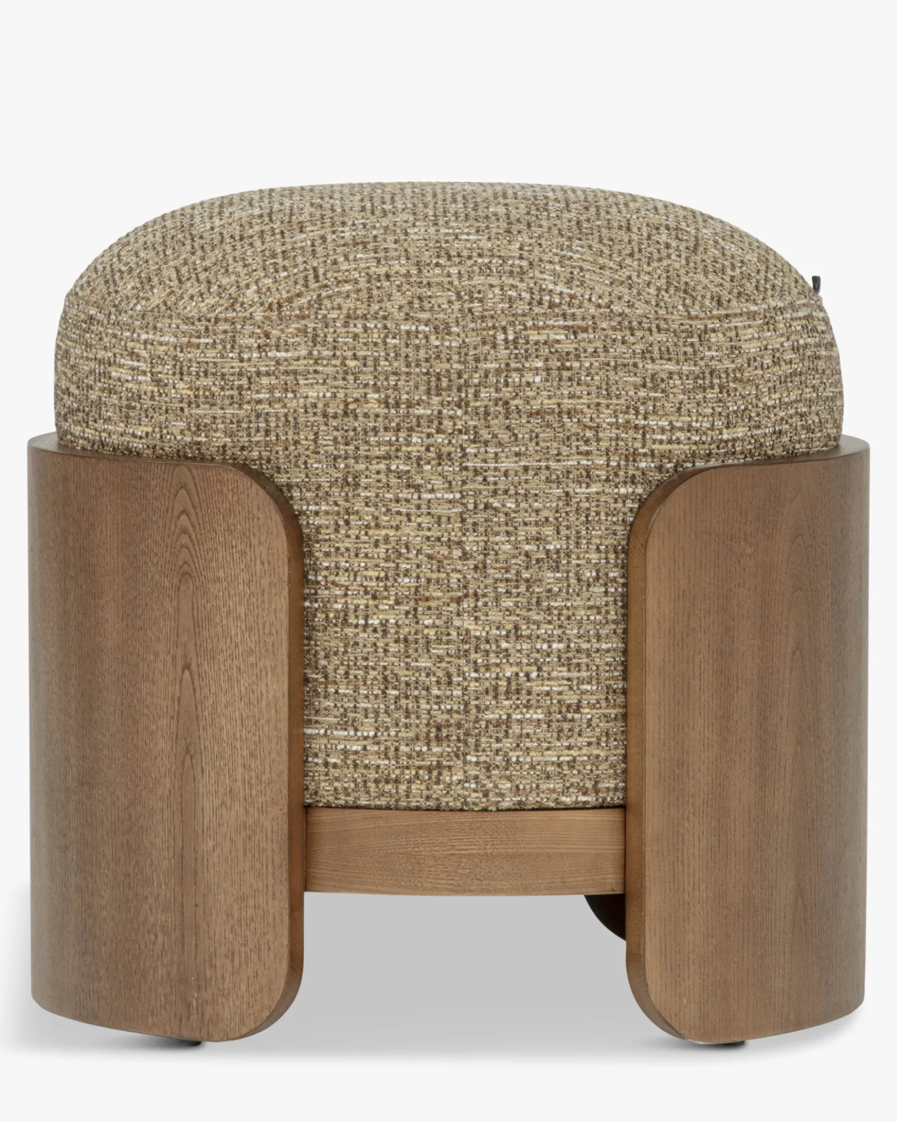 Pouf, Tweed marron écorce & Frêne teinte noyer, H45 Elipse