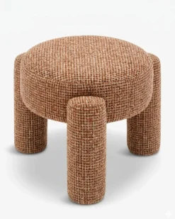 Pouf, Tweed rouge rouille et beige, H43 Luqa