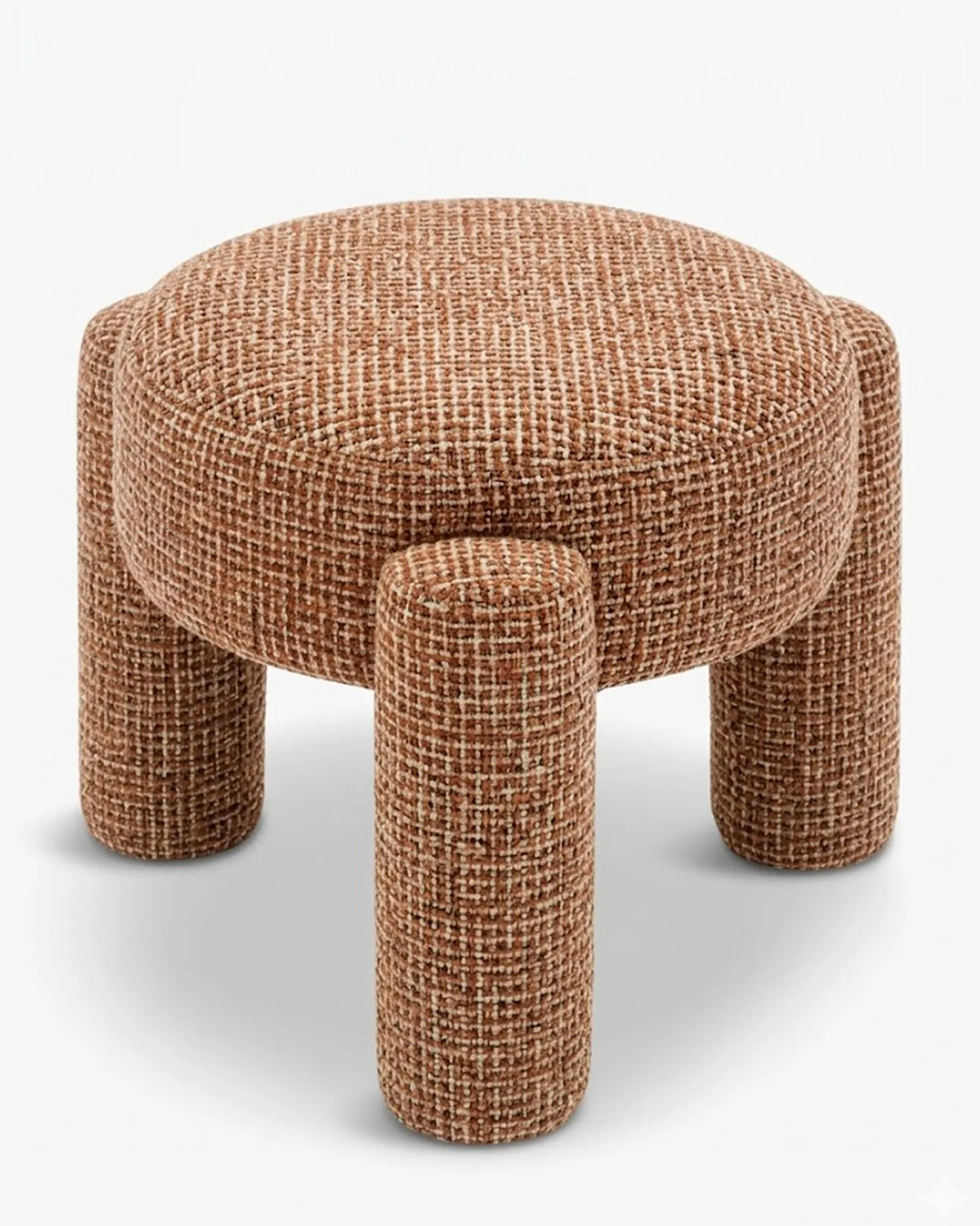 Pouf, Tweed rouge rouille et beige, H43 Luqa