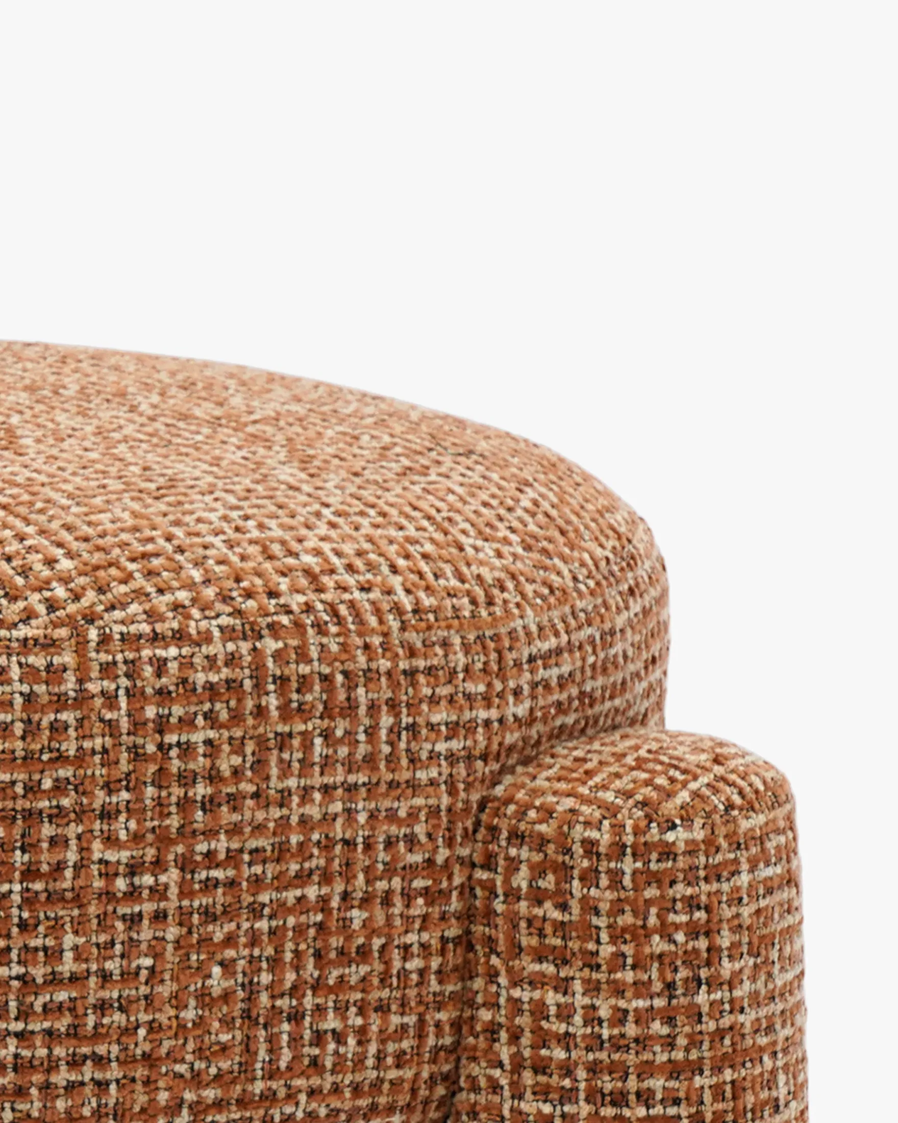 Pouf, Tweed rouge rouille et beige, H43 Luqa