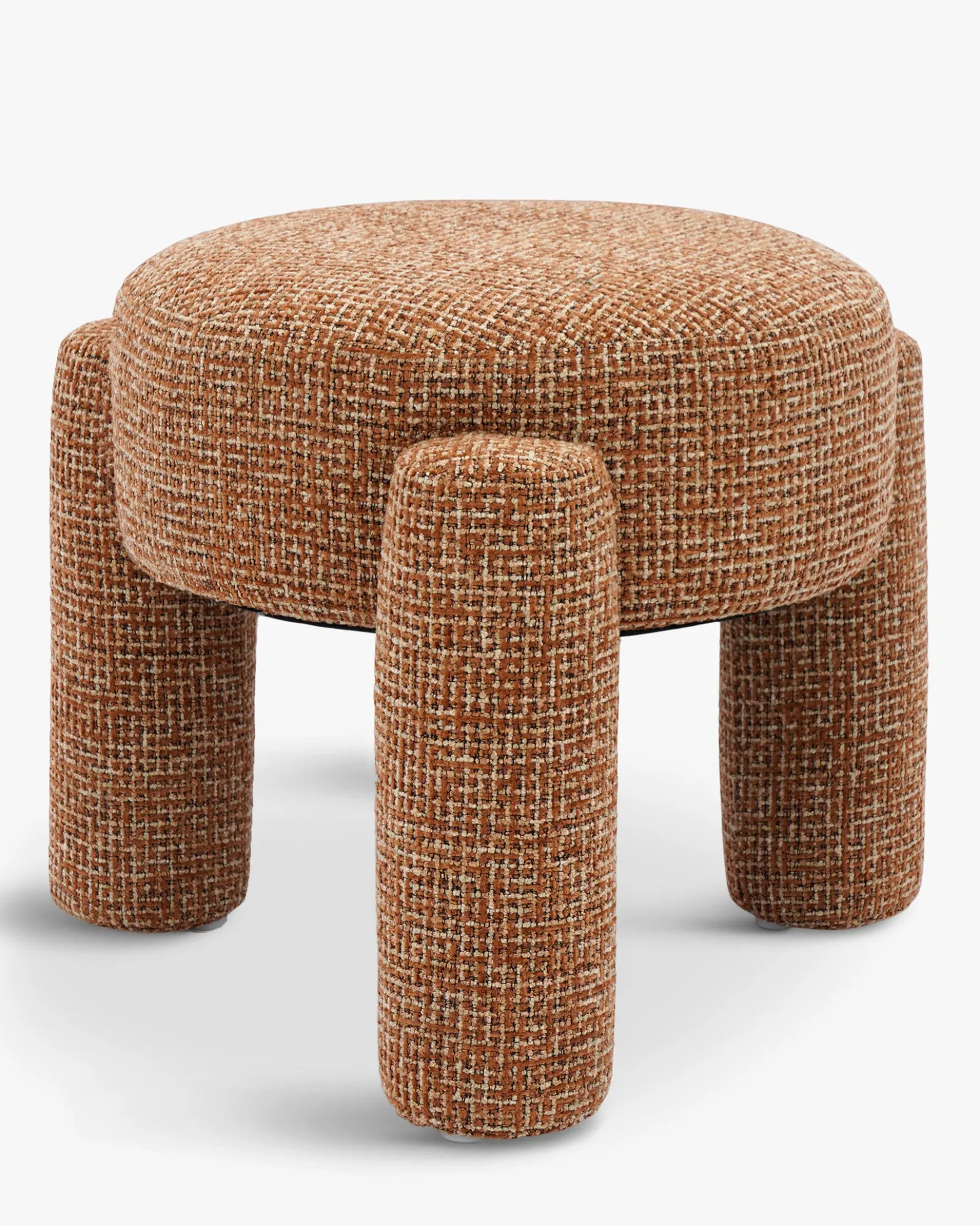 Pouf, Tweed rouge rouille et beige, H43 Luqa