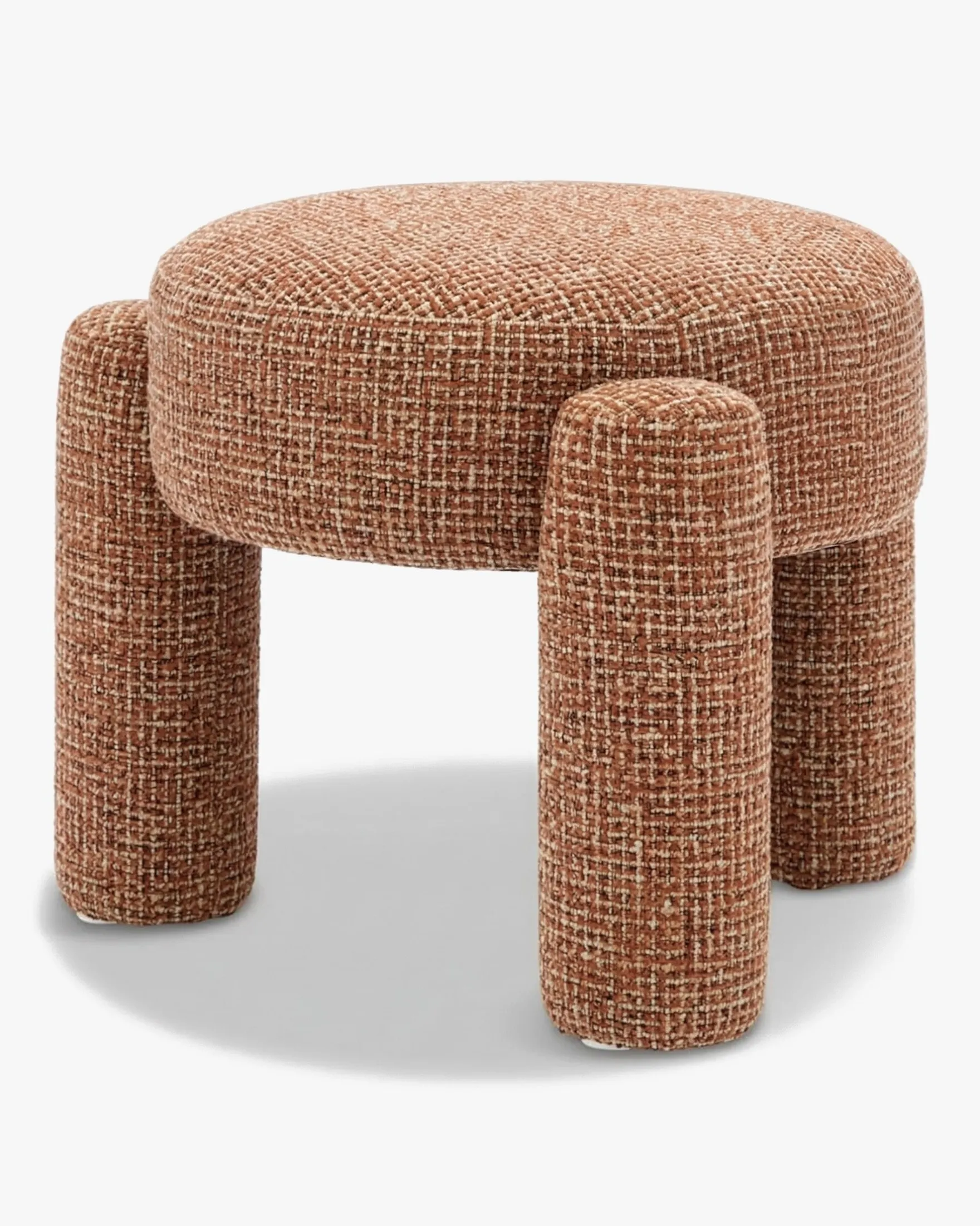 Pouf, Tweed rouge rouille et beige, H43 Luqa
