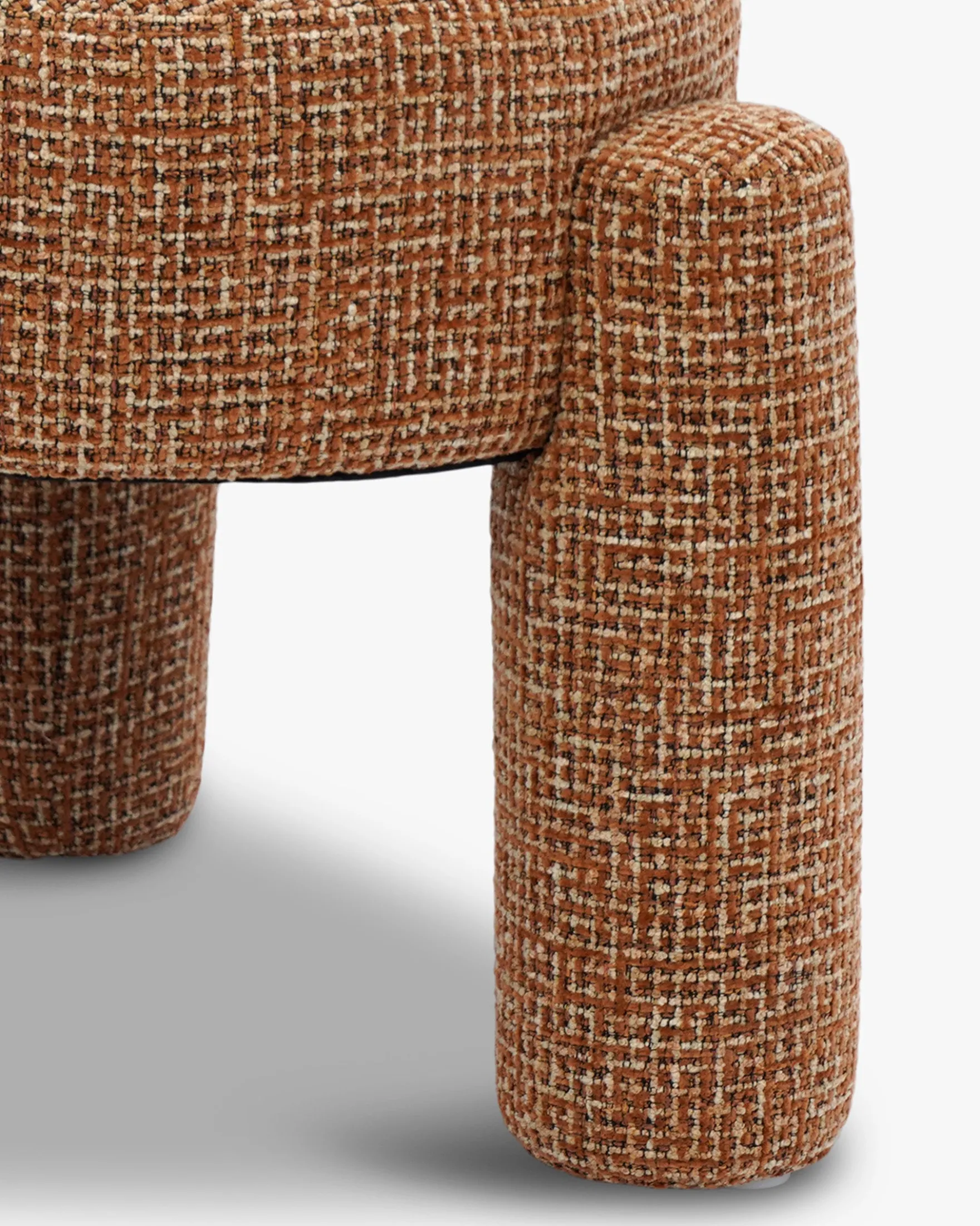 Pouf, Tweed rouge rouille et beige, H43 Luqa