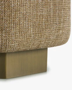 Pouf, Tweed taupe sésame & Bois peint en bronze, H46 Alyss