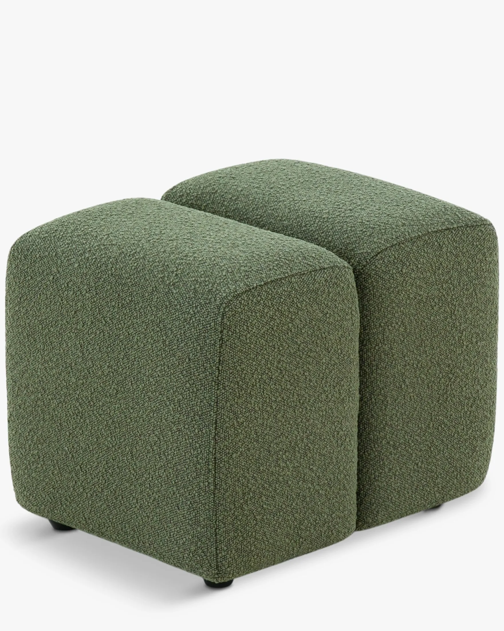 Pouf, Vert kaki bouclé, H40 Nami