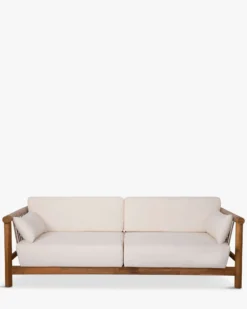 Salon de jardin, Canapé de jardin 3 places + 2 Fauteuils, Blanc Écru & Bois d'Acacia Bexley